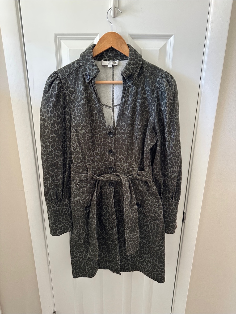 Anthropologie Charcoal Leopard Print Mini Dress